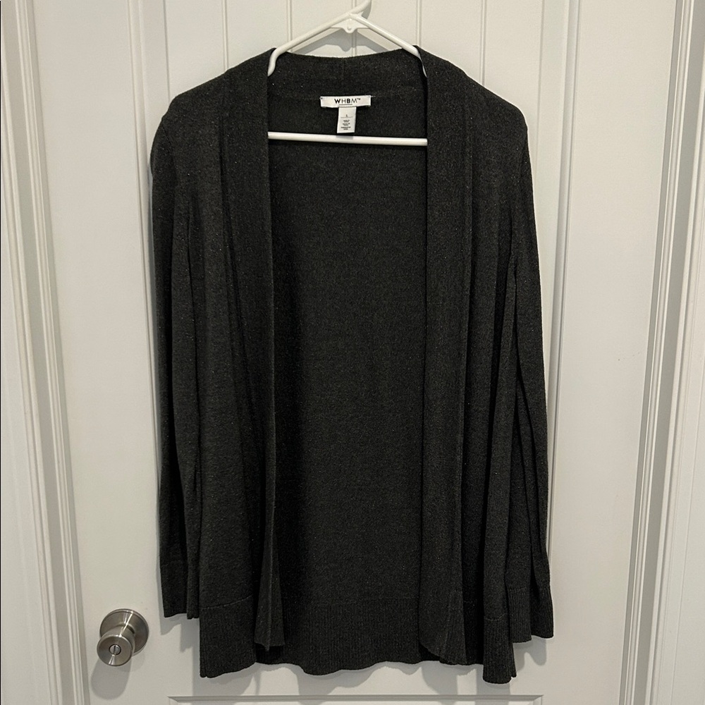 WHBM Grey Shimmer Long Cardigan Large